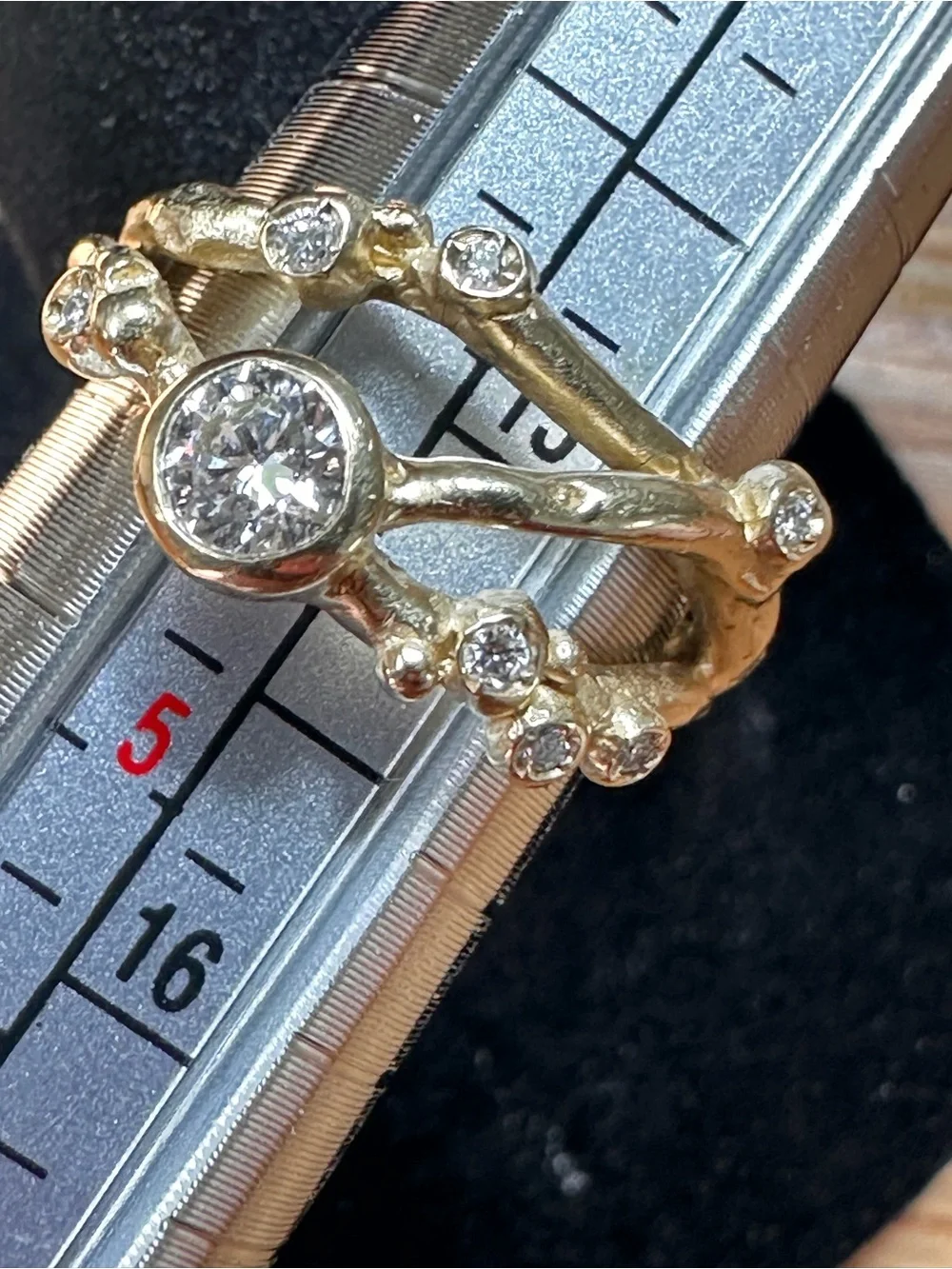Kate Maller Encrusted 3 Branch Solitaire Ring| 14K Gold & Natural Diamonds| 4.5